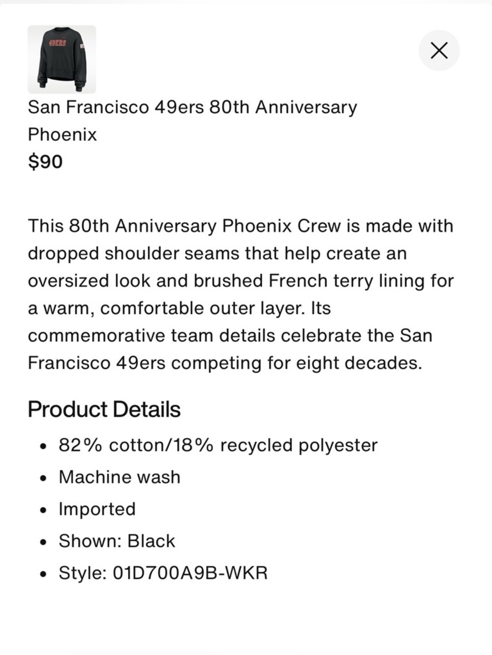 Nike San Francisco 49ers 80th Anniversary Phoenix Women's Nike NFL Pullover Crew - Picture 3 of 10